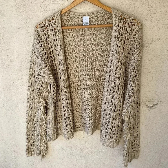 Pholya Italian Open Knit Fringe Cardigan Small - Picture 1 of 4